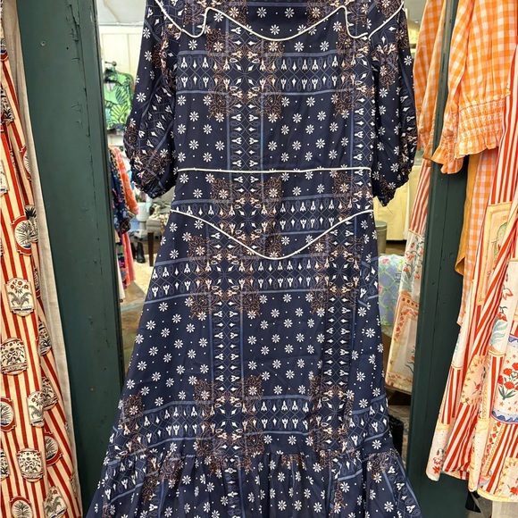 Lucky & Blessed western snap bandana Navy Patterned Maxi Dress NWT - Picture 4 of 5